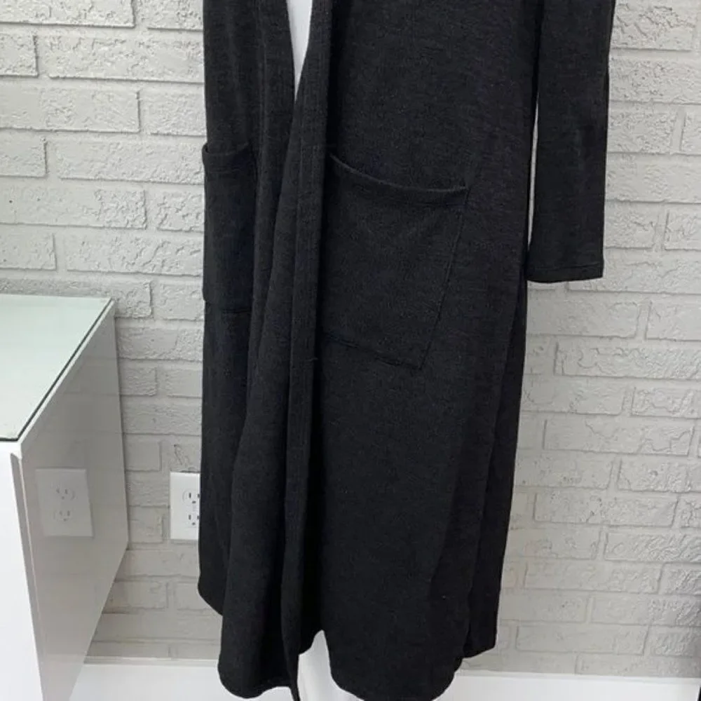 LuLaRoe Sarah Women Black Long Sleeve Open Front Duster Size S